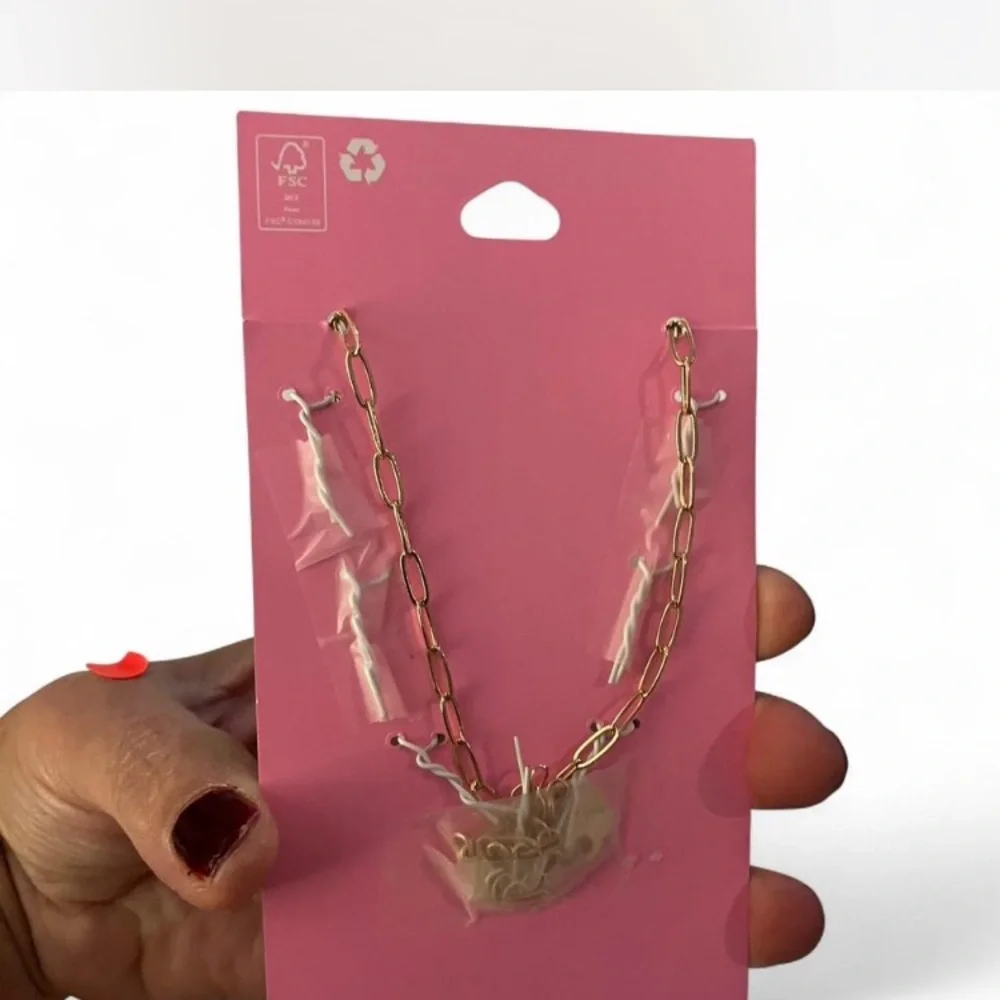 Claire's Gold Charm Necklace with Heart and Pearl Accents